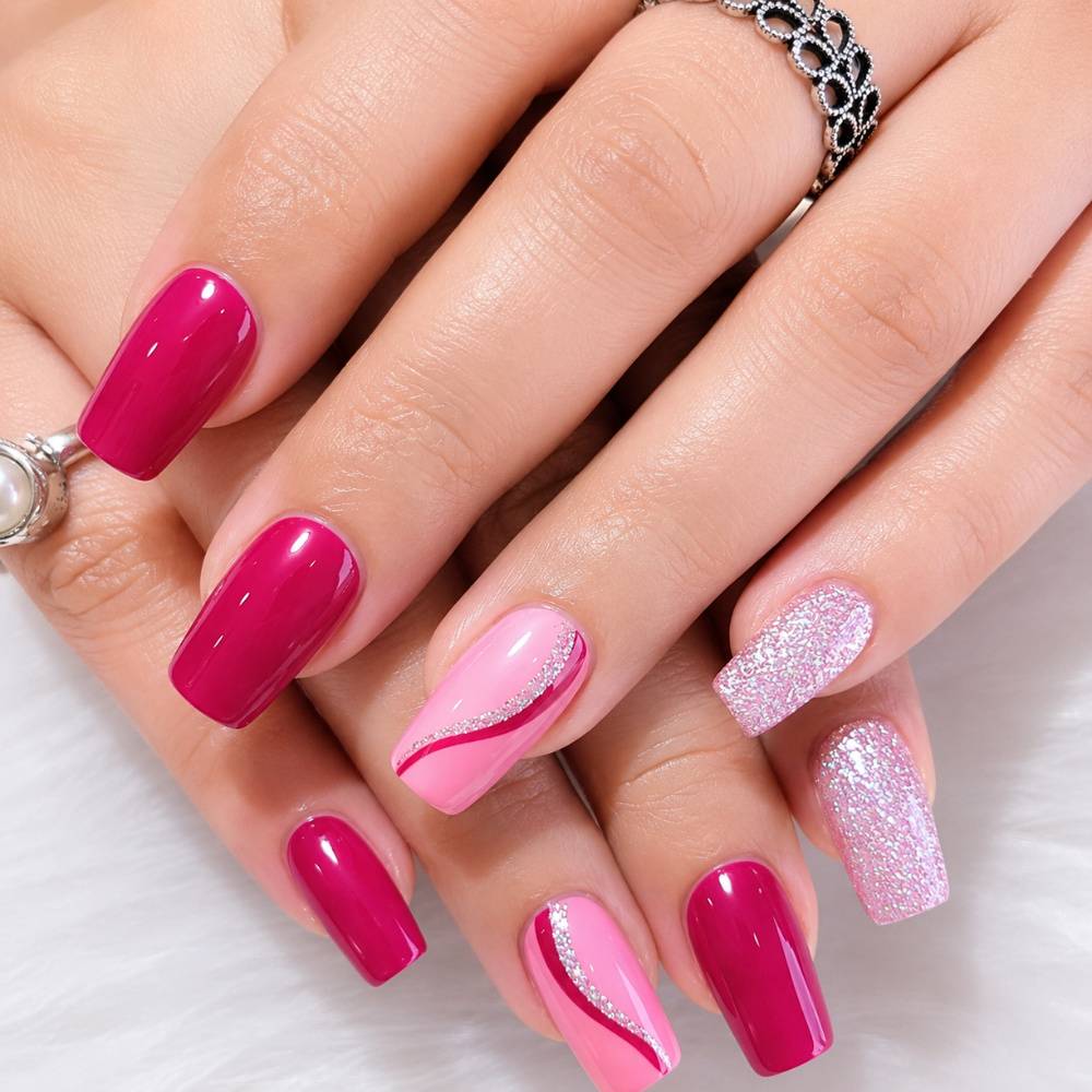 Barbie Pink Glitter Chic Press-On Nails
