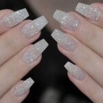 White Pearl Silver Glitter Press-On Nails