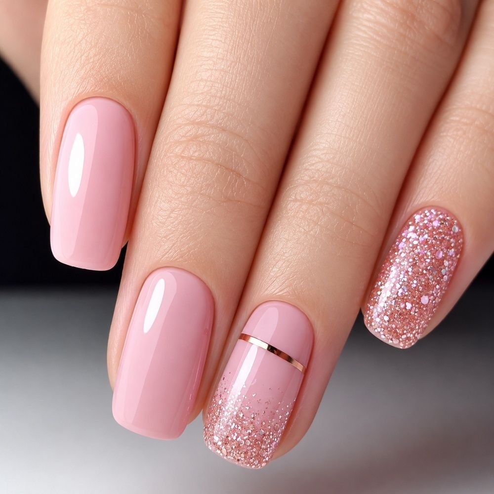 Baby Pink Glitter Dewy Glow Press-On Nails