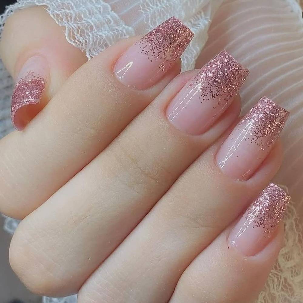 505 Blush Ombre Sparkle Press-On Nails