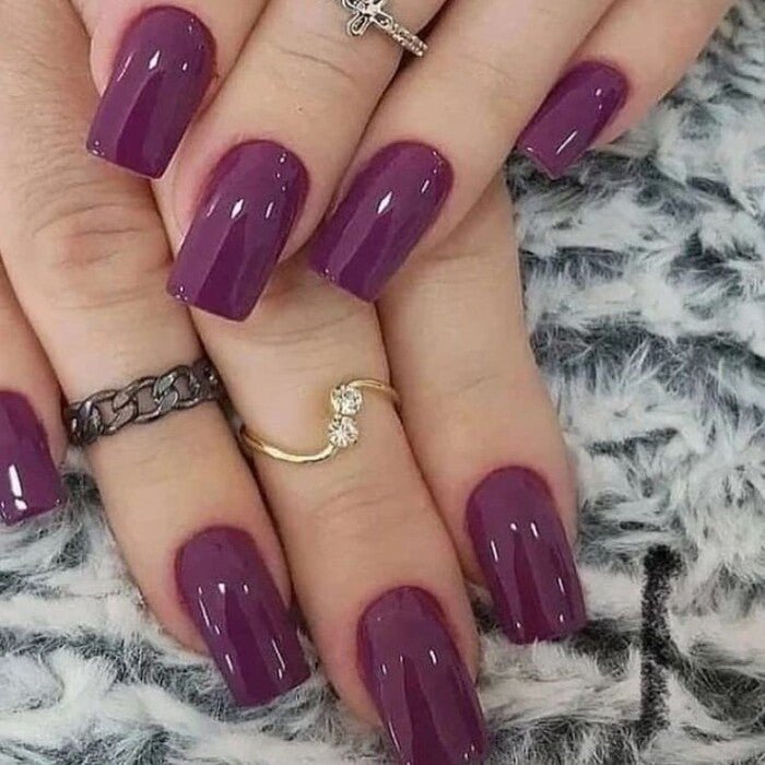 Plum Purple Mirror Shine Press-On Nails