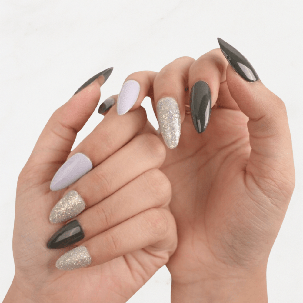 Lavender Grey Stylish Stick-On Nails