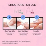 Beige Glitter Flower Press-On Nails - Image 3